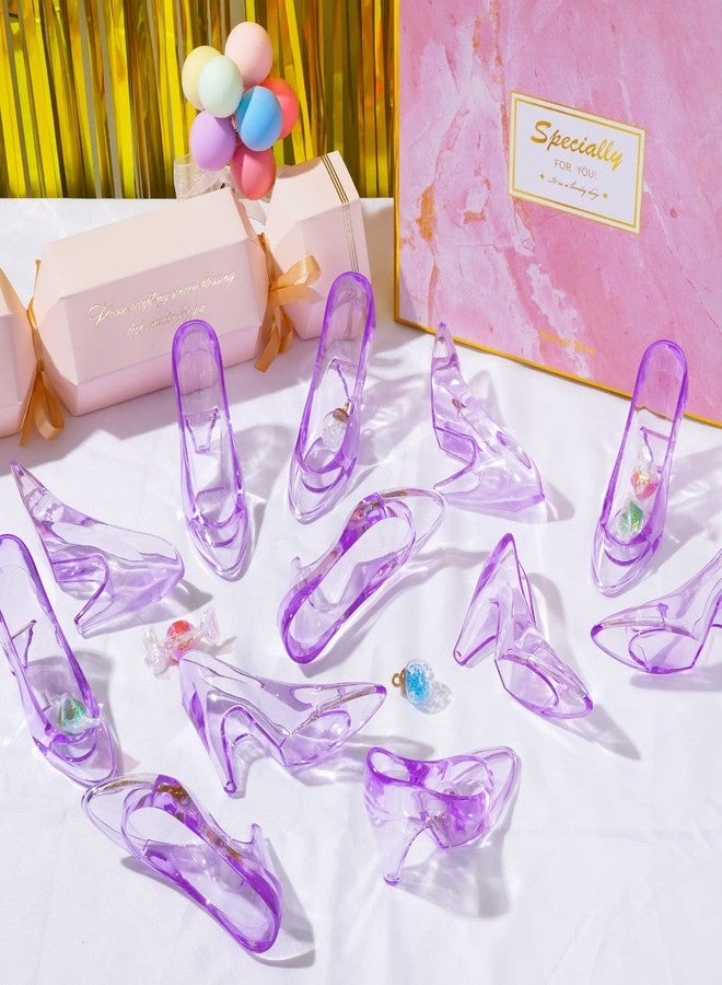 ZYFLSQ 24 Pieces Mini Plastic Cinderella Slippers 3.5 Inch Glass Heels Princess for Wedding Birthday Party Table Favors Decoration (Purple) - Image 5